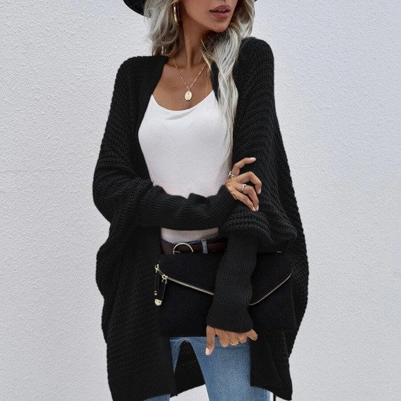 Cozy Batwing Sleeve Knit Open Front Cardigan - Picture 12 of 12